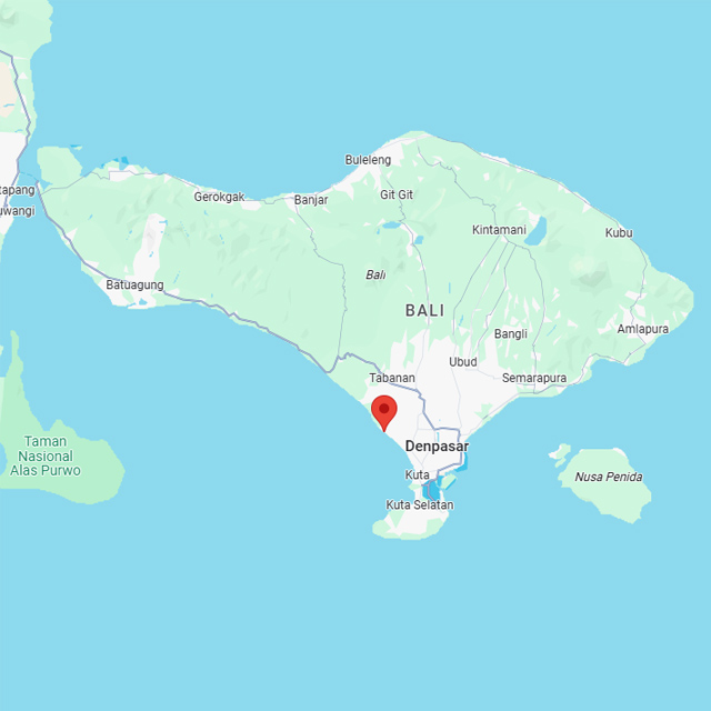 Karte von Bali mit Pin am Standort Bali