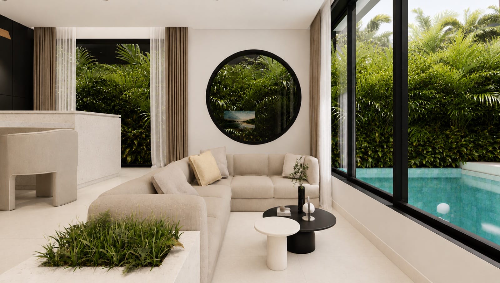 Wohnen mit Blick zum Pool