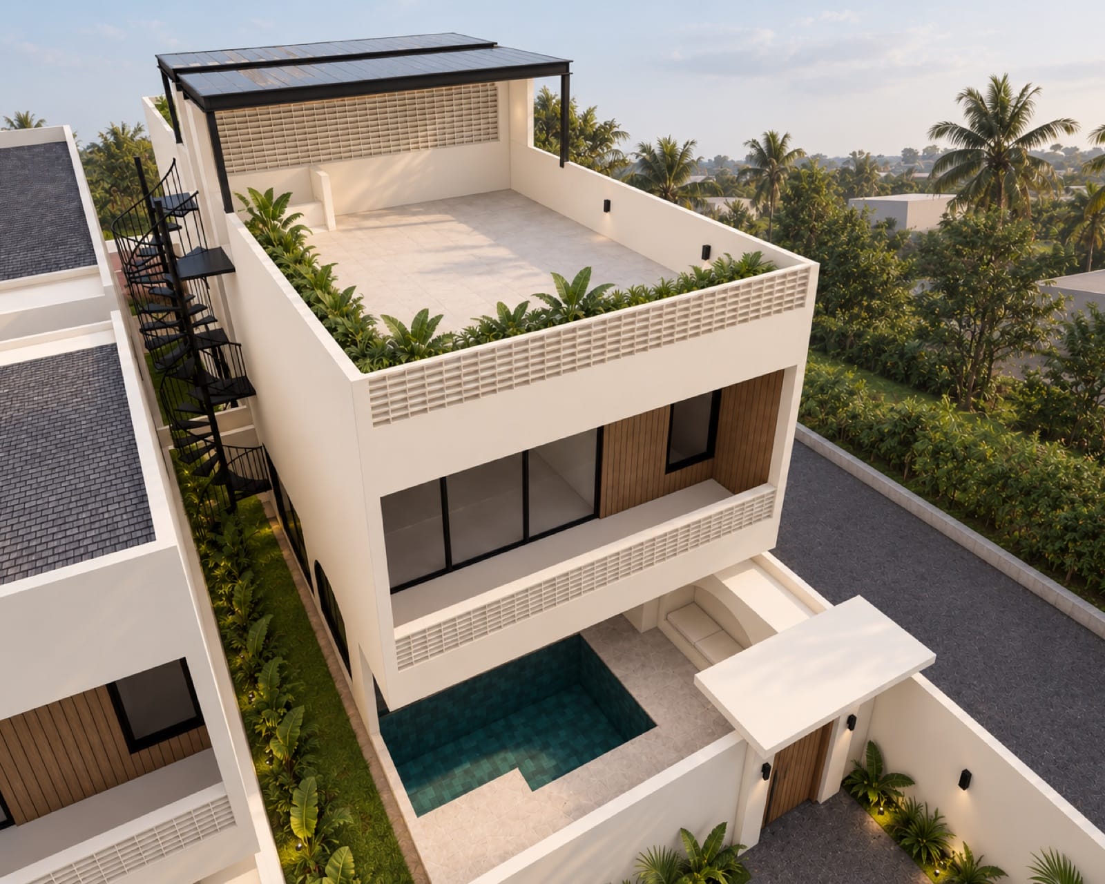 NORU Townhouse mit Rooftop – Architekturvisualisierung