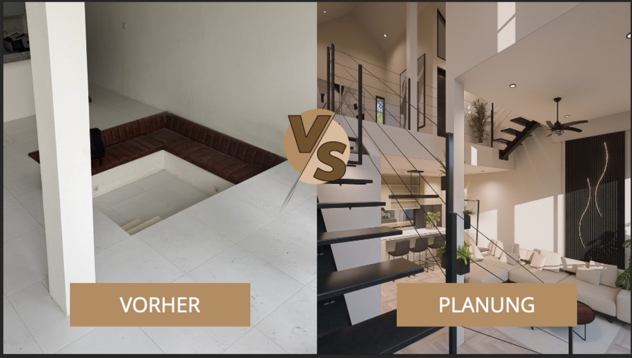 Vorher/Nachher – Wohnbereich & Treppe